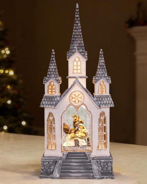 Large Christmas Nativity Snow Globe by [Brand Name] - Illuminated with Music | 9.84-Inch Indoor Decoration