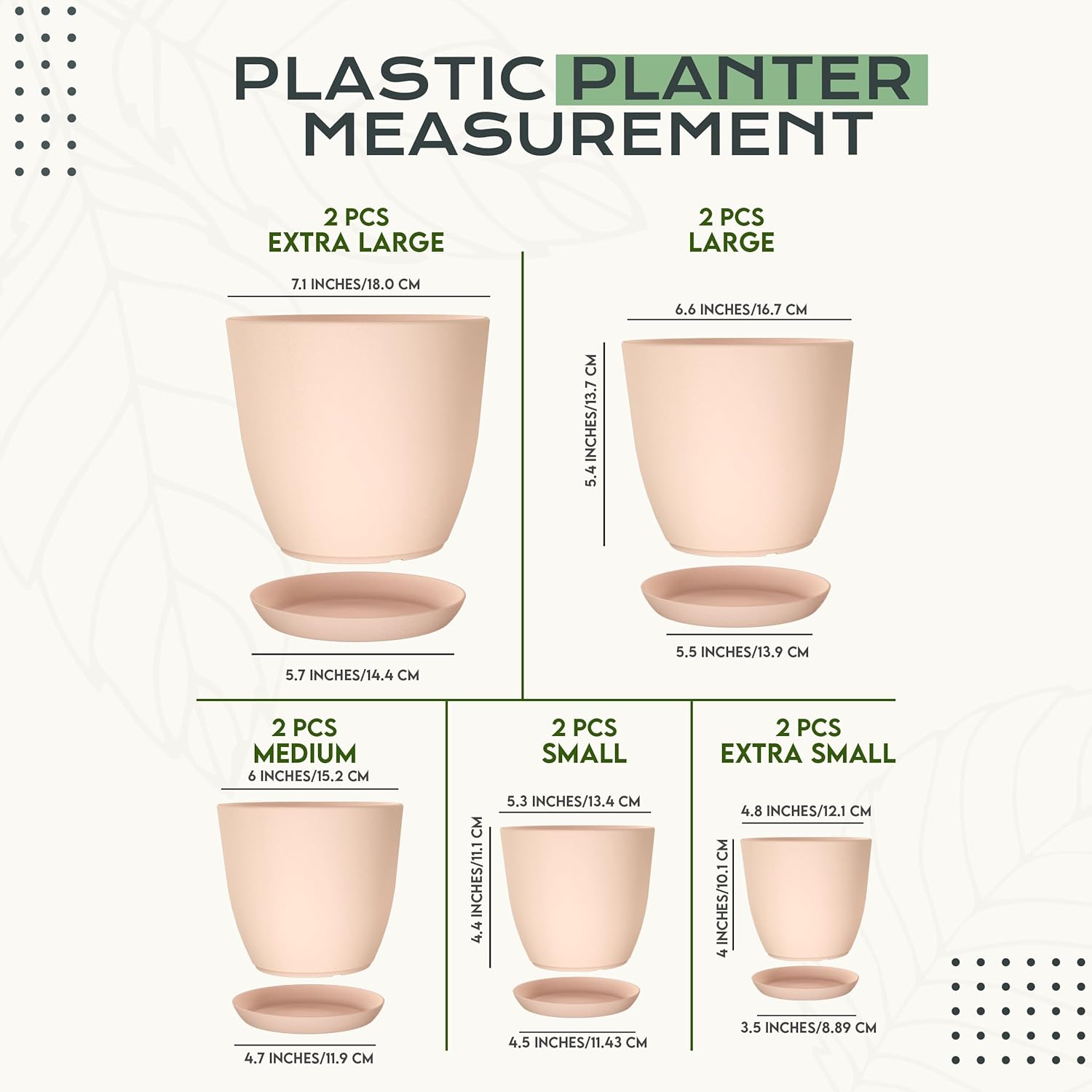 Utopia Home - Indoor Plant Pots with Drainage - 7 to 4.8 Inches, Pink Plastic Planters for Succulents & Cacti | Pack of 10