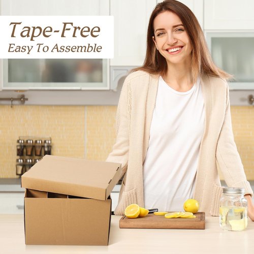 Feifeiya 8 Pack Wine Glass Moving Boxes Kitchen Moving Boxes with Handle Kitchen Kit with Lid for Dish Glassware (15 x 12 x 10 Inches)