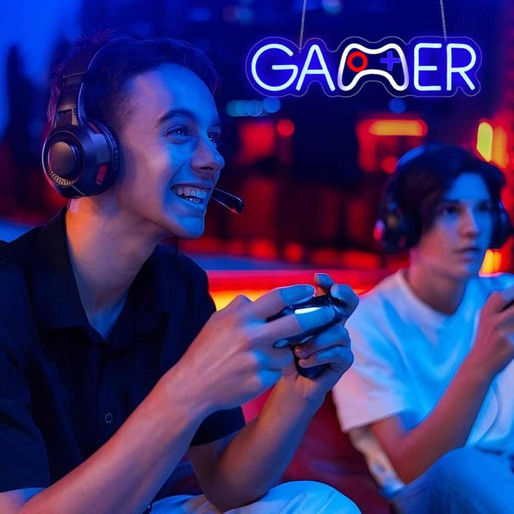 Skiennix Gamer Neon Sign - LED Wall Decor for Gaming Rooms | USB Powered Light Up Sign for Teen Boys