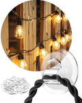 ispneay Light Clips for Outside String Lights: 24 Pack Adhesive Hooks for Outdoor String Lights - Outdoor Light Clips for Patio Balcony Fence - Rope Led Light Strip Christmas Decor Hooks