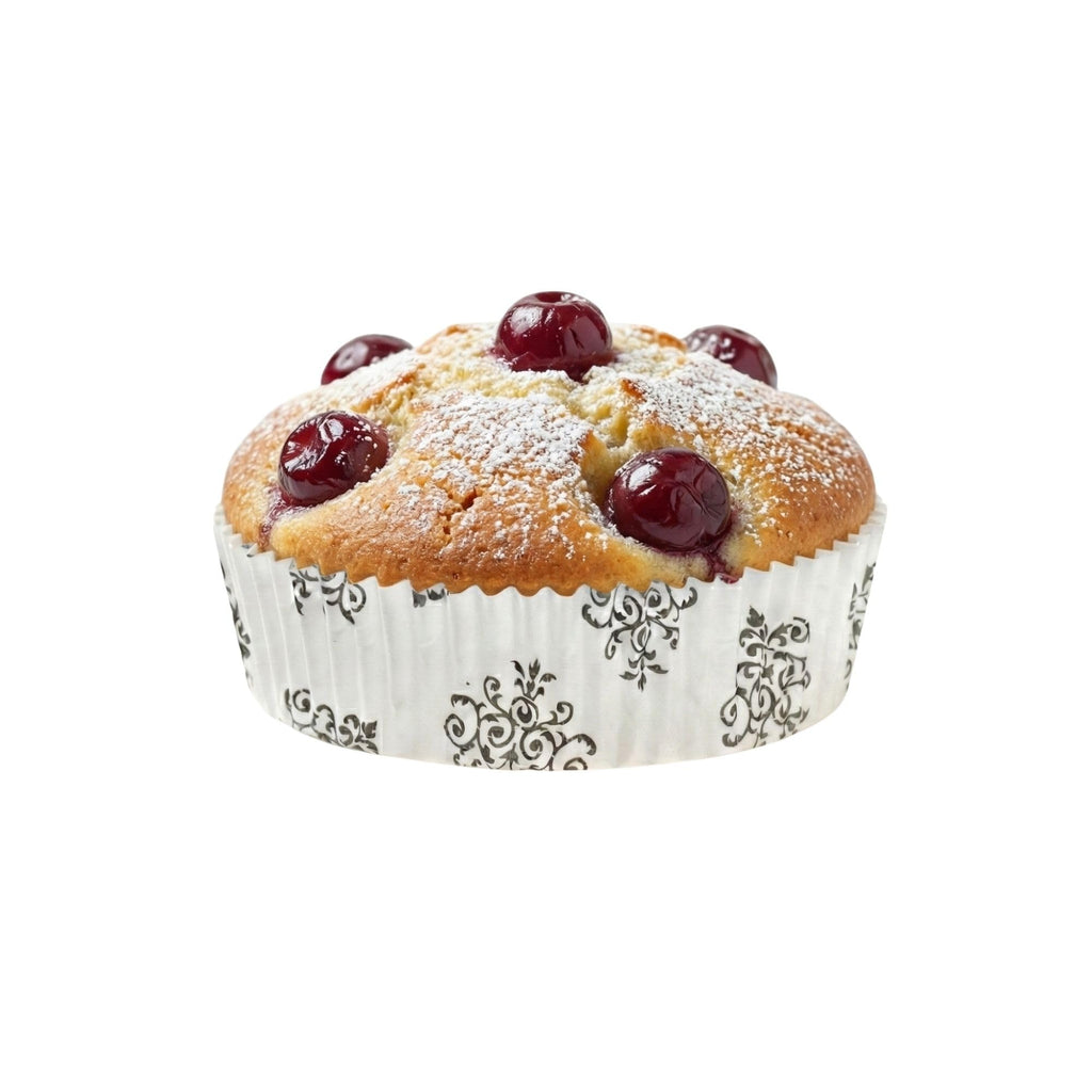 Panificio 4 Ounce Baking Cups, 200 Ridged Cupcake Liners - Oven-Ready, Freezable, Black And White Paper Muffin Cases, Disposable, Vintage Floral, For Wedding Parties, Baby Showers - Restaurantware