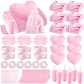 Fanfanwin 48 Pcs Sleepover Party Supplies Spa Birthday Slumber Pajamas Galentines Party Favors Coquette Throw Blanket Pillow Headband Scrunchies Eye Mask Cup Socks(Pink,Solid Color)