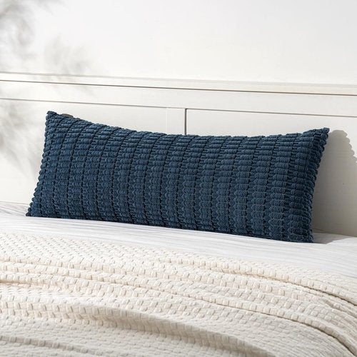 MIULEE Blue Long Body Lumbar Throw Pillow Cover - Soft Boho Design, 14x36 Inch for Couch & Sofa