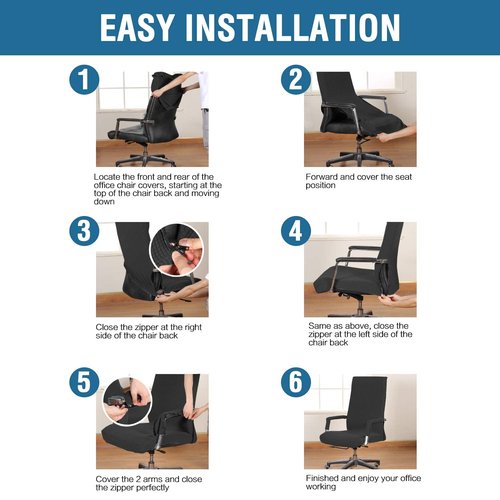 H.VERSAILTEX Home Office Chair Covers Stretchable Computer Desk Chair Covers Mid - High Back Universal Executive Boss Gaming Seat Cover Removable Machine Washable，Non Slip Thick Jacquard, Black- Large