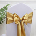 Gankar Satin Chair Sashes Bows 7x108 Inch Party Dinning Room Chairs Accessories Knots Ties for Wedding Birthday Banquet Baby Shower Hotel Christmas Celebration Decoration（50 Pack, Gold）