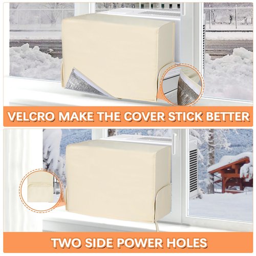 Air Conditioner covers for inside 20"W x 14"H x 6"D Compatible with Midea Window Air Conditioner 8000/10000/120000 BTU, 3 Layers Insulation AC Cover Compatible with Midea U shaped AC Unit, Beige