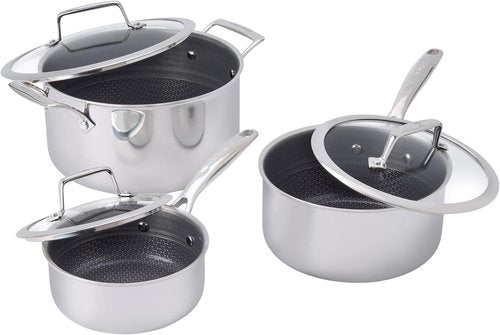 Henckels Paradigm Ceramic Pot Set - 6-Piece Stainless Steel Dual Performance Cookware