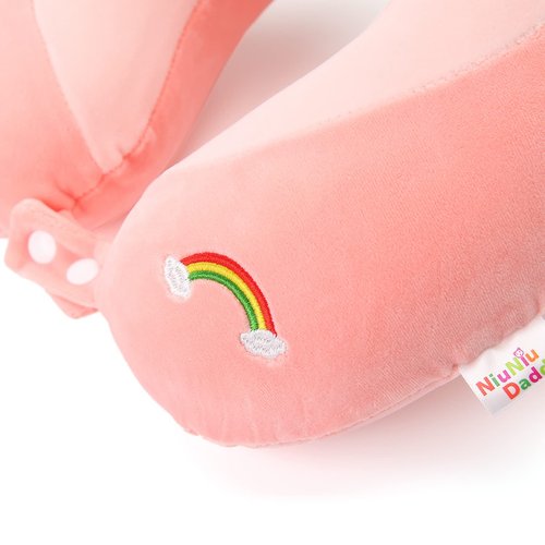 Niuniu Daddy Unicorn Kids Travel Pillows for 3-8 Y/O, Travel Essentials for Road Trip Long Flight, Soft Memory Foam Neck Pillows for Airplane, Car Seat, Traveling, Sleeping for Boys Girls Toddler