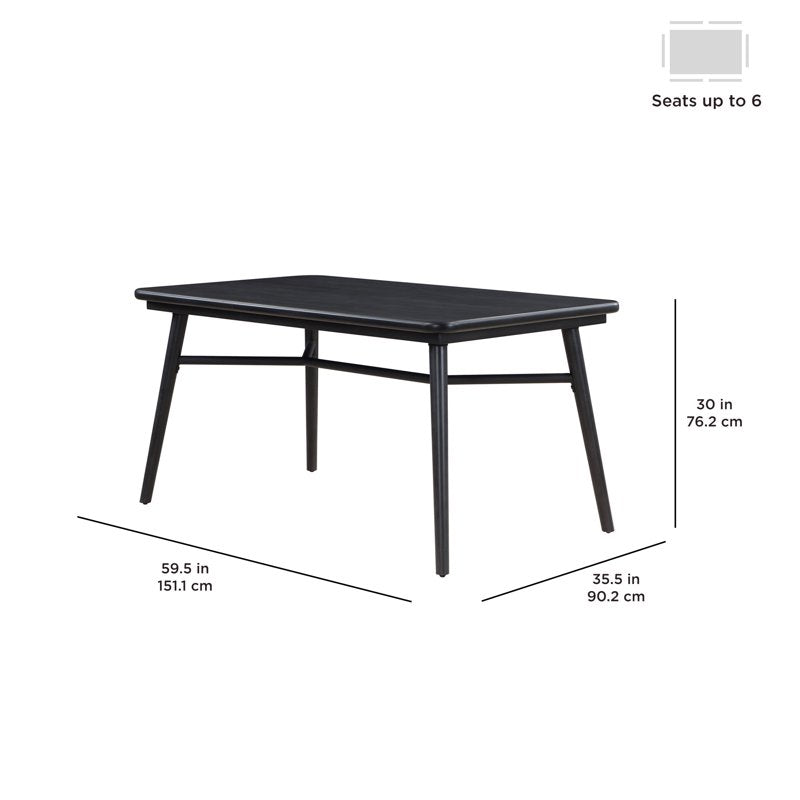 Scandinavian Charcoal Dining Table - Seats 6, Modern Design