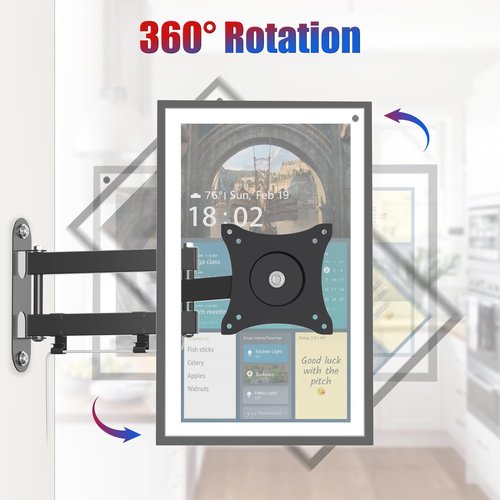 ITSHOM Wall Mount Compatible with Echo Show 15 (1st, 2nd Gen)/21, Rotate 360 Degrees, Tilt Up Down, Swivel Side to Side, Extend up to 17" from Wall(Black)