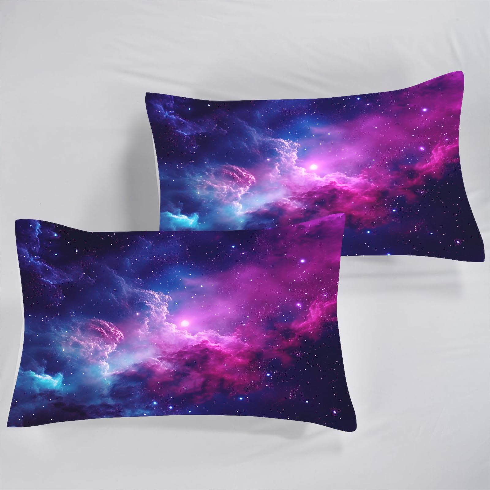 FUYEUN Galaxy Comforter Sets Queen Size Purple Outer Space Bedding Set for Teen Girls Boys Kids Children Bedroom Dorm Quilt 1 Comforter + 2 Pillow Cases