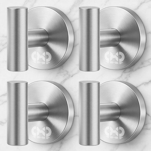 CMDZHF 4 Pack Heavy Duty Suction Cup Hooks for Shower & Glass Window, No Drill & Removable Shower Hooks for Towels, Coat, Robes, Loofah -Brushed Nickel
