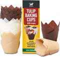 Skiennix Tulip Cupcake Liners - 200PCS Unbleached Food Grade Greaseproof Muffin Wrappers for Baking & Parties