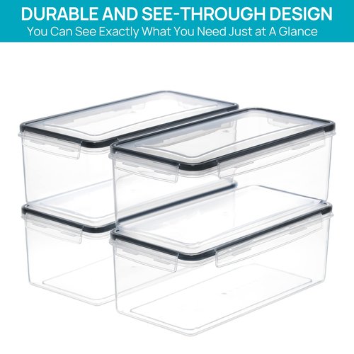 Vtopmart Airtight Food Storage Containers with Lids 8PCS Set 3.2L, Plastic Spaghetti Container for Pasta organizer, BPA Free Air Tight House Kitchen Pantry Organization