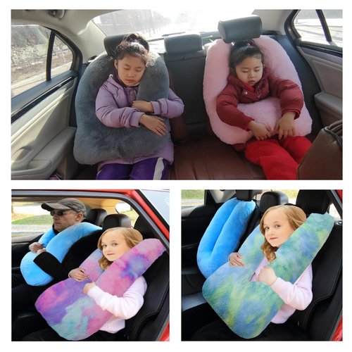 FHSGGP Travel Pillow Car Pillow Kid Car Sleeping The Sleeping Aid for Adults and Kids on Road Trips Kids Travel Pillow Colorful Pink