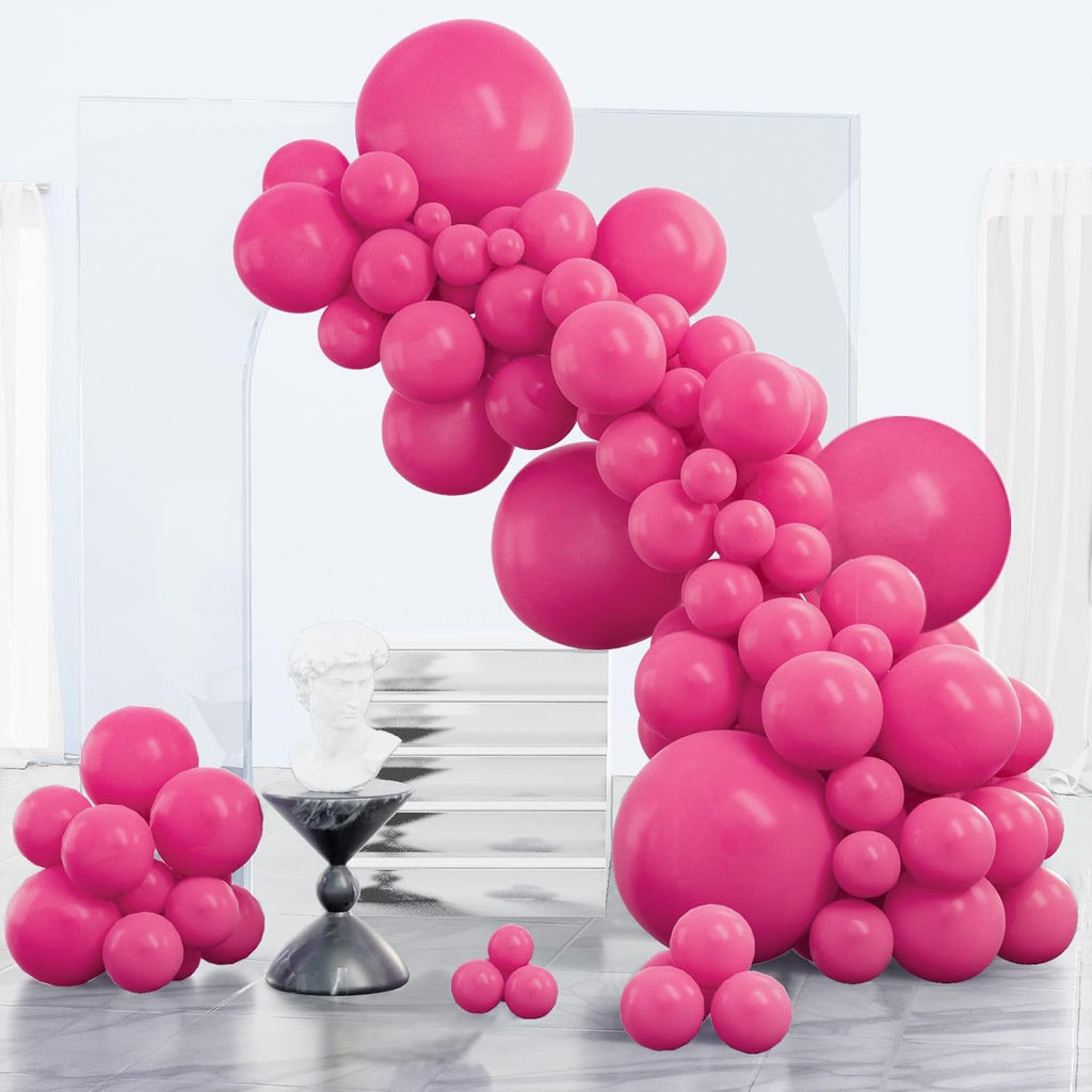 PartyWoo Hot Pink Balloon Arch Kit - 152 Pcs in Various Sizes for Baby Showers & Birthdays | Magenta Fuchsia