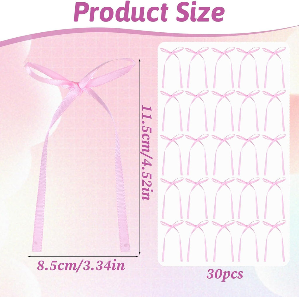 Skiennix 30Pcs Bow Cake Toppers - Coquette Themed Pink Bow Cupcake Decorations for Birthdays & Weddings