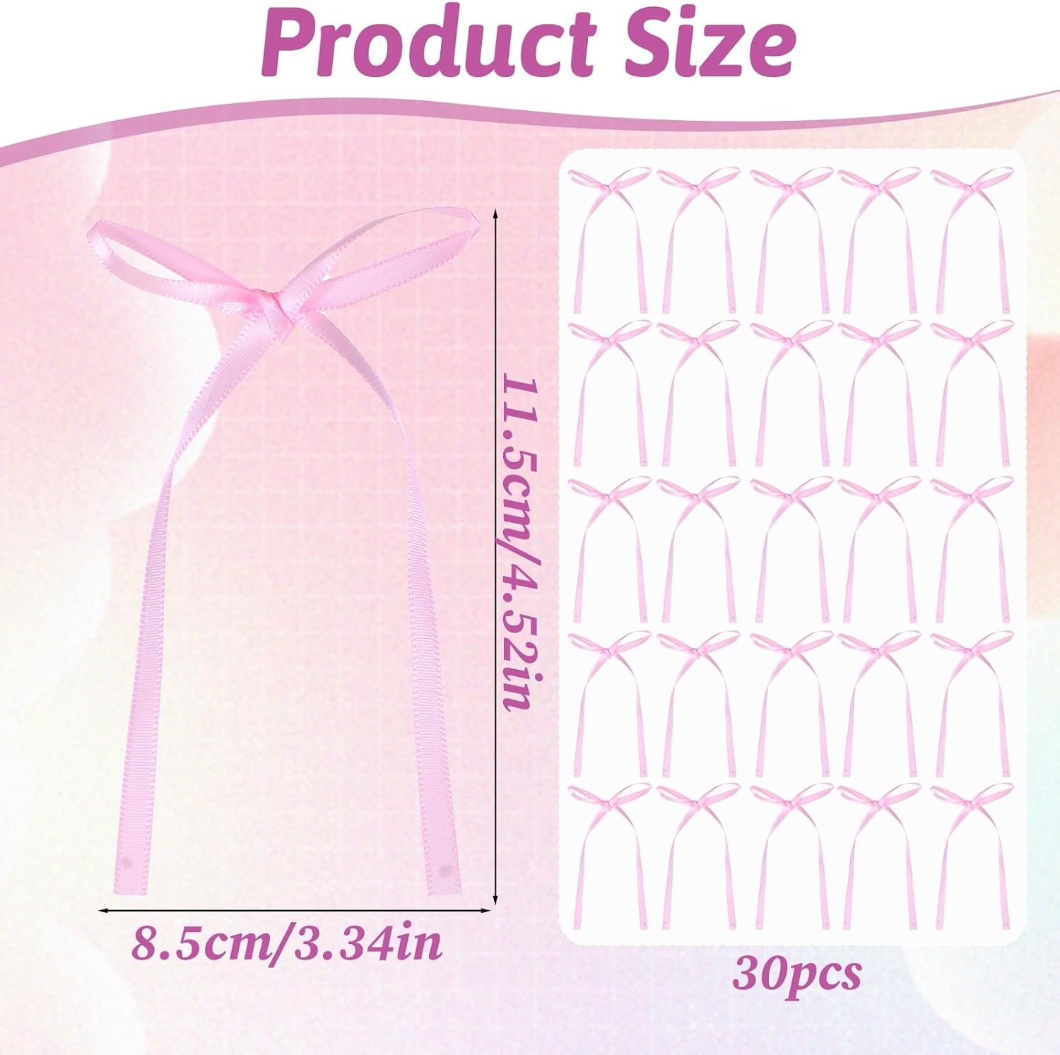 Skiennix 30Pcs Bow Cake Toppers - Coquette Themed Pink Bow Cupcake Decorations for Birthdays & Weddings