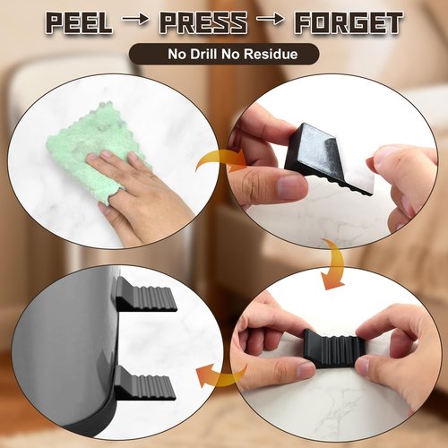 JTJEI 4Pcs Trash Can Wall Protector and Stop Moving Backward, Silicone Bumper Guards Accessories for Square & Round Garbage Bins, No-Drill Trash Can Bumper for Kitchen and Office Floor & Wall (Black)