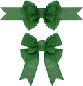 Meseey Emerald Green Wired Ribbon - Handmade Burlap Bows for Wreaths & Gift Wrapping | 2 Pcs Set