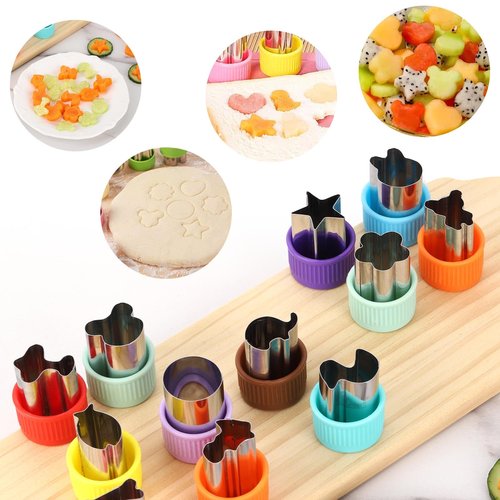21Pcs Vegetable Cutter Shapes Set - 18Pcs Fruit Shape Cutters and 3Pcs Food Cutters Tools Accessories for Kids Lunch