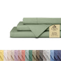 Linen Home 100% Cotton Percale Sheets Queen Size, Oil Green, Deep Pocket, 4 Pieces Set - 1 Flat, 1 Deep Pocket Fitted Sheet and 2 Pillowcases, Crisp Cool and Strong Bed Linen