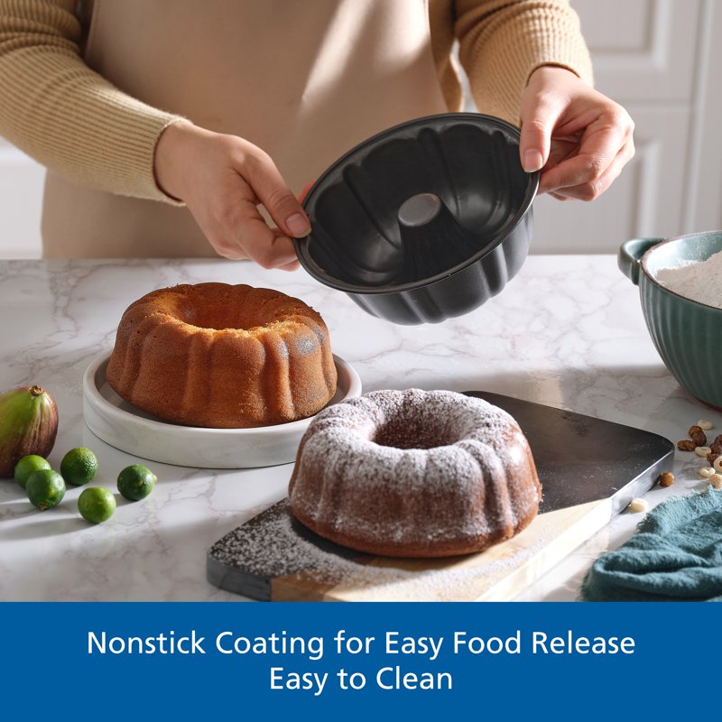 6-Inch Non-Stick Fluted Cake Pan - Carbon Steel Bakeware