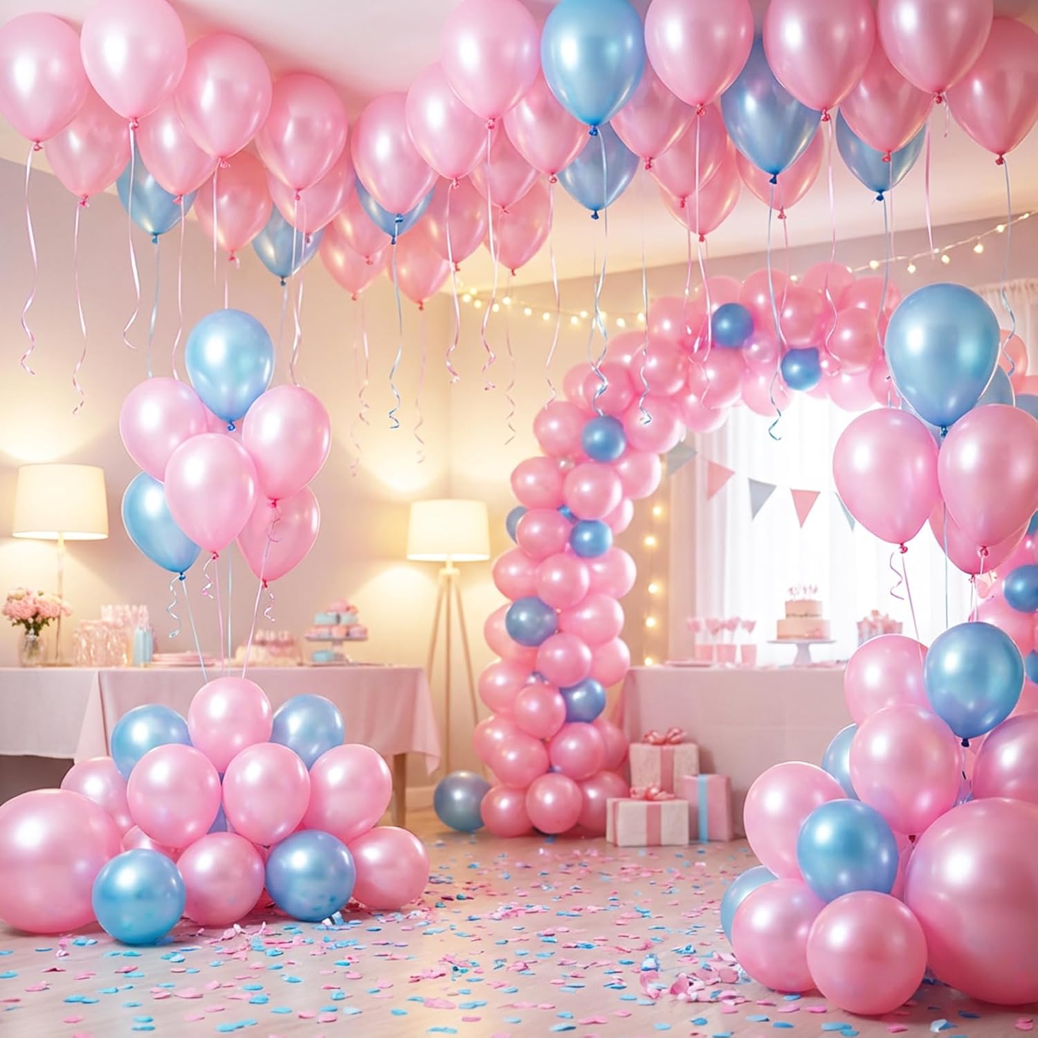 RUBFAC Pearl Pink Balloons - 129-Piece Latex Balloon Garland Kit for Weddings & Parties | 5-18 Inch Sizes
