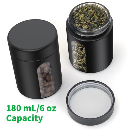 Glass Storage Jar (6 oz), 3 Pack Premium Smell Proof Visual Container with Child Resistant Cap, Small Waterproof Bottle Multipurpose Container for Coffee Teas Herbs Spices(180ml)
