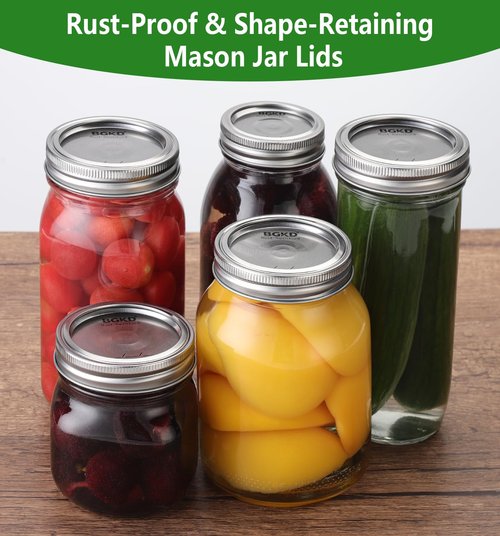 BGKD 48Pcs Rust-Proof Wide Mouth Mason Jar Lids and Rings, Canning Lids with Bands Wide Mouth for Ball or Kerr, Large Mouth Mason Jars lid