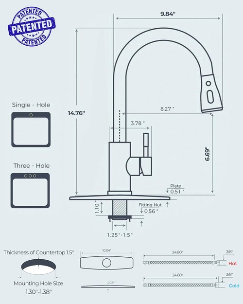 FORIOUS Kitchen Faucet - Pull Down Sprayer, Brushed Nickel Finish, High Arc Design for Farmhouse & RV Use