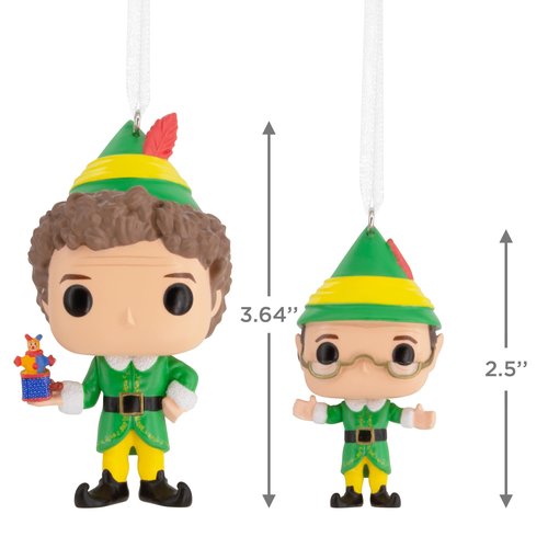 Hallmark Elf Buddy The Elf and Papa Elf Funko POP! Christmas Ornaments, Set of 2, Pop Culture Gifts