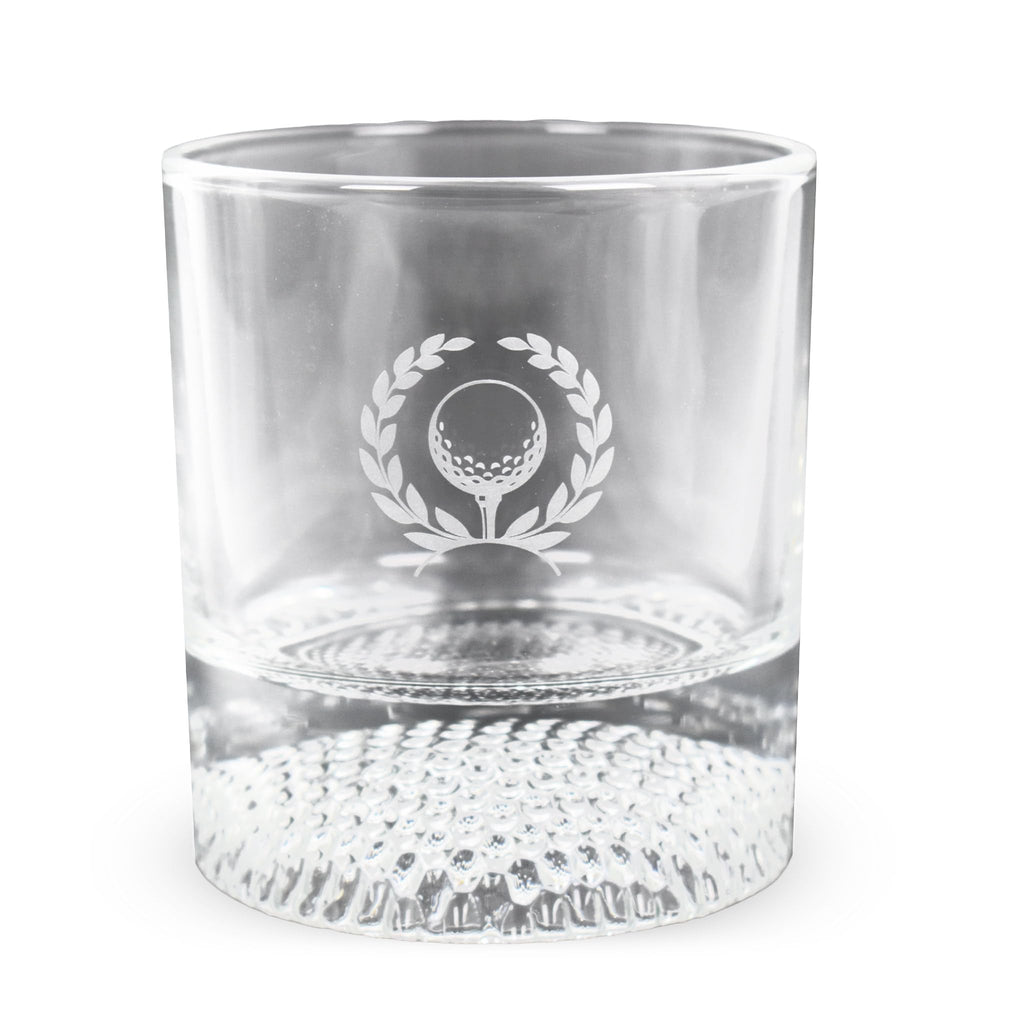 Izzo Golf Whiskey Glass Golf Ball Ice Set - Enjoy a Glass of Whiskey or Bourbon in a Rocks Glass with a Golf Ball Molded ice Cube, Golf Ball ice Cube Mold Included
