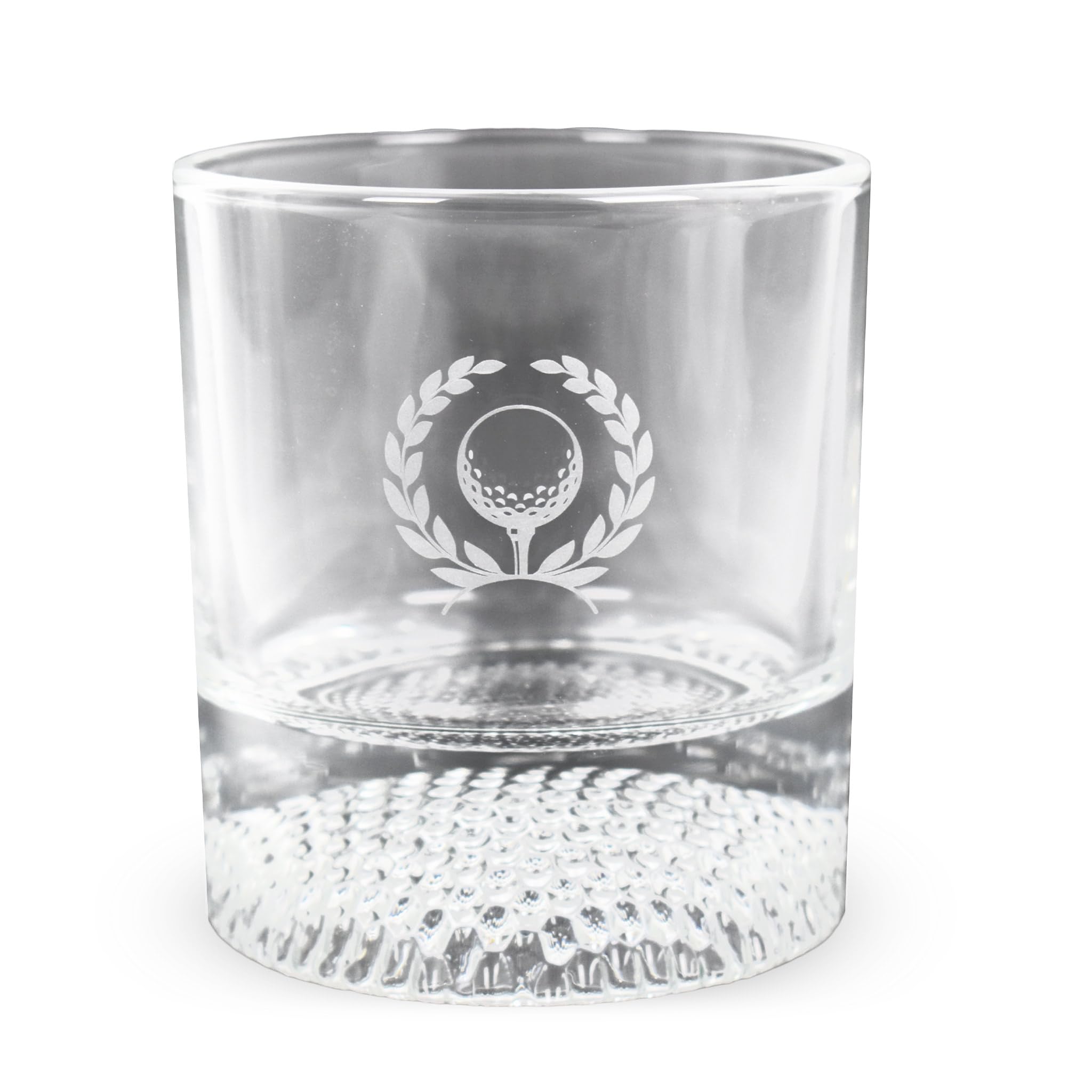 Izzo Golf Whiskey Glass Golf Ball Ice Set - Enjoy a Glass of Whiskey or Bourbon in a Rocks Glass with a Golf Ball Molded ice Cube, Golf Ball ice Cube Mold Included