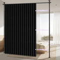 AJAZZ Room Divider Curtain (Black, W100 x L84 in, 1 Panel)+ Tension Curtain Rod No Drilling (H) 43-120×(W) 35-100 in, for Privacy/Soundproof Curtains, Heavy Duty Wall Separator