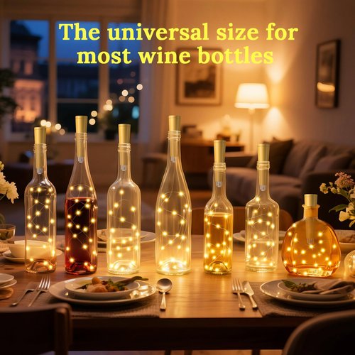 Ymenow USB Bottle Lights with Cork, 6pcs 2M 20 LED Rechargeable Battery Mini Fairy Lights with Timer & Remote Control for Wine Bottles DIY Home Table Gift Dinner Party Valentines Day Decorations