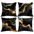 ORMAN Throw Pillow Covers 18 x 18 Inch Black Gold Fluid Cushion Case Decoration for Sofa Couch Set of 4,Farmhouse Home Decor for Sofa Living Room Couch Bed