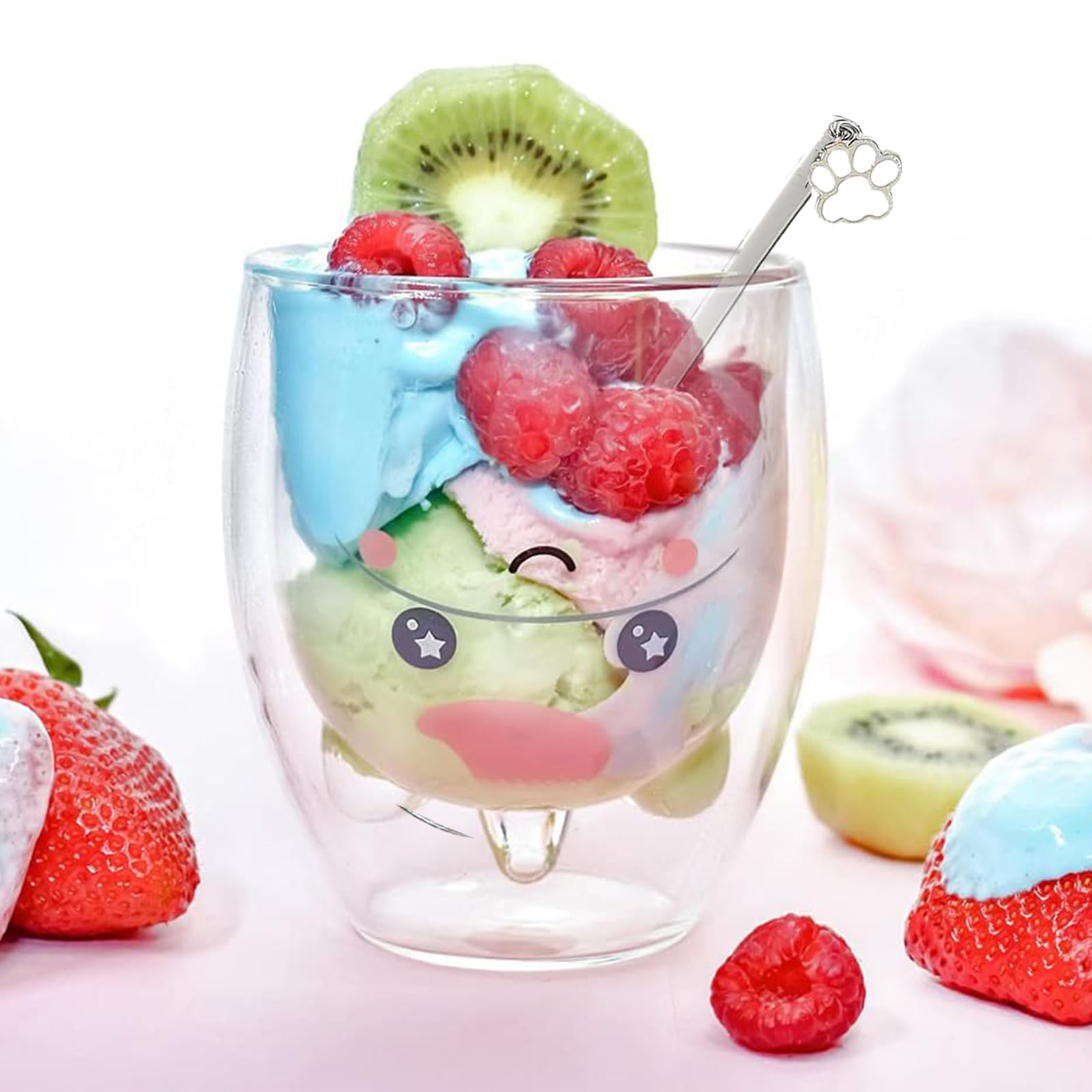 Binoster Unicorn Mug Cute Mugs Glass Double Wall Insulated Glass Espresso Cup, Coffee Cup, Tea Cup, Milk Cup, Kawaii Gifts, for women girls friends, Christmas Birthday (Unicorn)