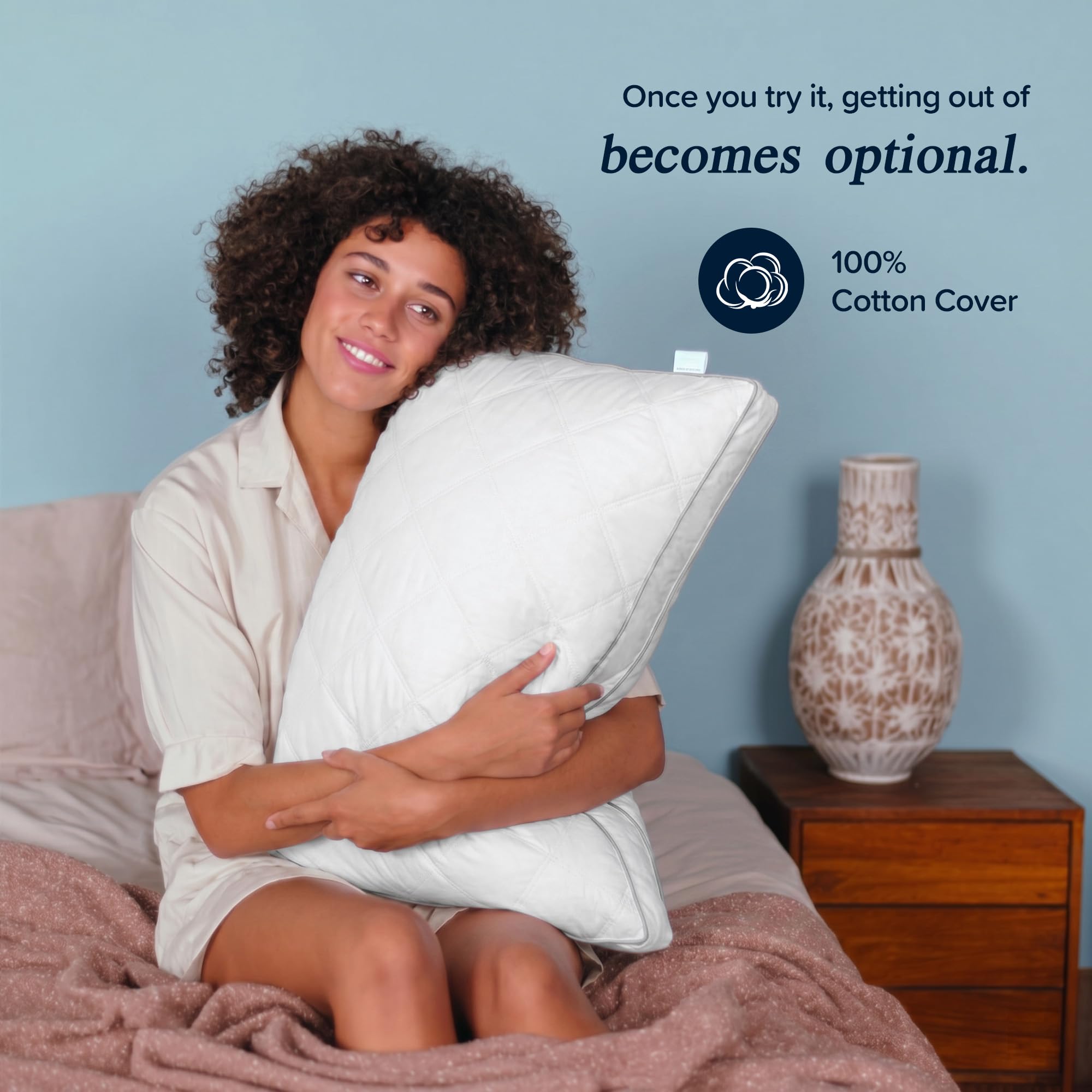 puredown® Made in USA Goose Feather Down Gusseted Pillows,100% Cotton Cover, Pillows Queen Size Set of 2, Hotel Pillow Luxury Gusseted Bed Pillows for Sleeping