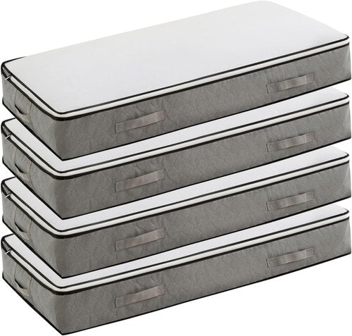 90L Foldable Under Bed Storage Bags by [Brand Name] - Grey Closet Organizers for Blankets, Clothing & More