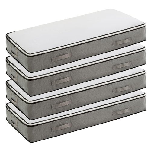 Fasolara 90L Under Bed Storage Containers, Foldable Grey Underbed Storage Bags - Closet Organizers and Storage Bins for Wrapping Paper, Blanket, Clothing, Comforter, Sweaters, Pillows, Linen Sheets