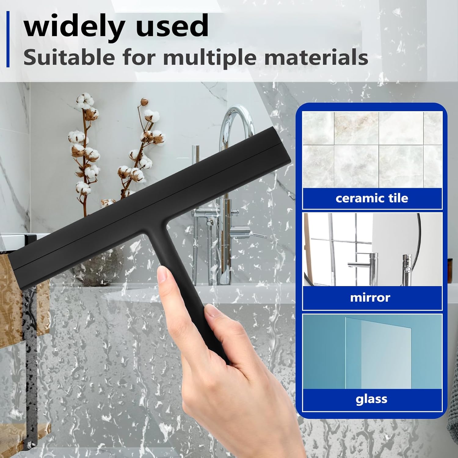 Skiennix Shower Squeegee - Stainless Steel with Silicone Blade | Streak-Free Glass & Mirror Cleaner