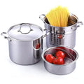 Cooks Standard Pasta Pot 18/10 Stainless Steel 12 Quart, Spaghetti Cooker Steamer Stock Pot Multipots with Strainer Insert, Stainless Steel Lid, 4-Piece Set