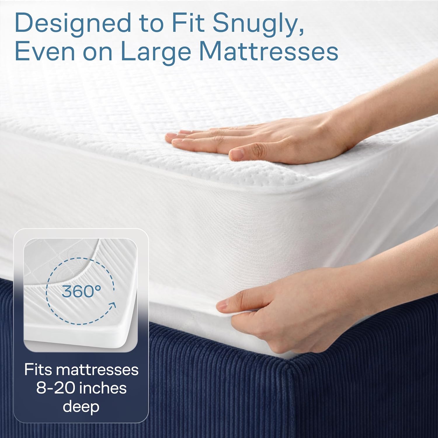 100% Waterproof Mattress Protector by [Brand Name] - Full Size, Noiseless & Cooling Bamboo Viscose for Ultimate Spill & Stain Defense (White)