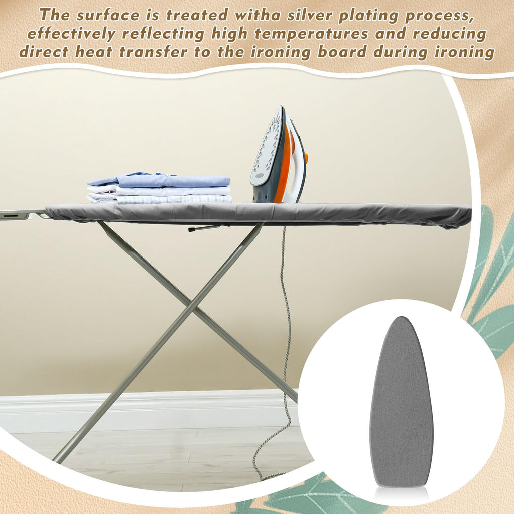 Treela 2 Pack Ironing Board Cover and Pad Fits 13" x 43" Ironing Board,Thick Scorch Resistant Padding, Heavy Duty Iron Covers Standard Boards, Hook and Loop Fastener Strap, Silver(18" x 47")