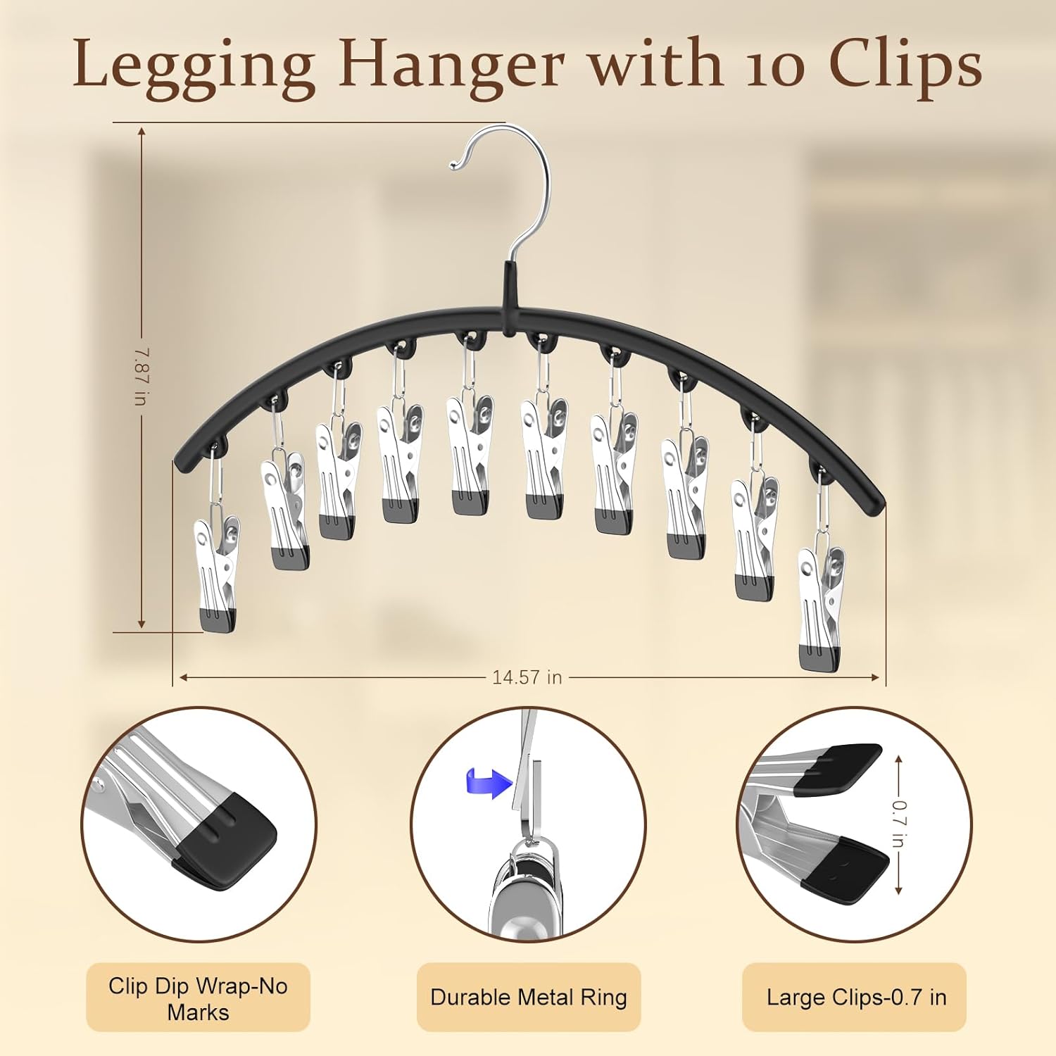 Volnamal Legging Organizer & Bra Hanger - 2-in-1 Space-Saving Closet Storage for 30 Leggings & Bras