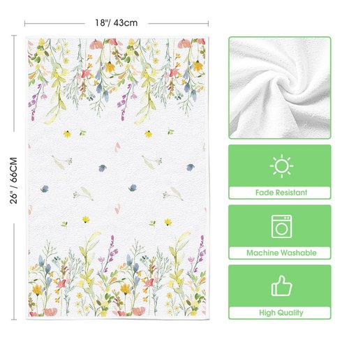 Artoid Mode Wildflower Floral Spring Kitchen Towels Dish Towels, 18x26 Inch Farmhouse Summer Decoration Hand Towels Set of 2