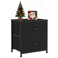 Accver Nightstand, 2 Drawer Dresser Bedside Storage Furniture, Small Dresser with 2 Drawers, End Table with Fabric for Bedroom, Closet, Entryway, College Dorm, Black