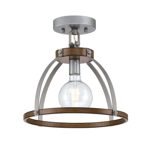 Westinghouse 6127500 Oak Lane Vintage-Style One Light Indoor Pendant/Semi-Flush Mount Ceiling Fixture, Barnwood Finish with Galvanized Steel Accents